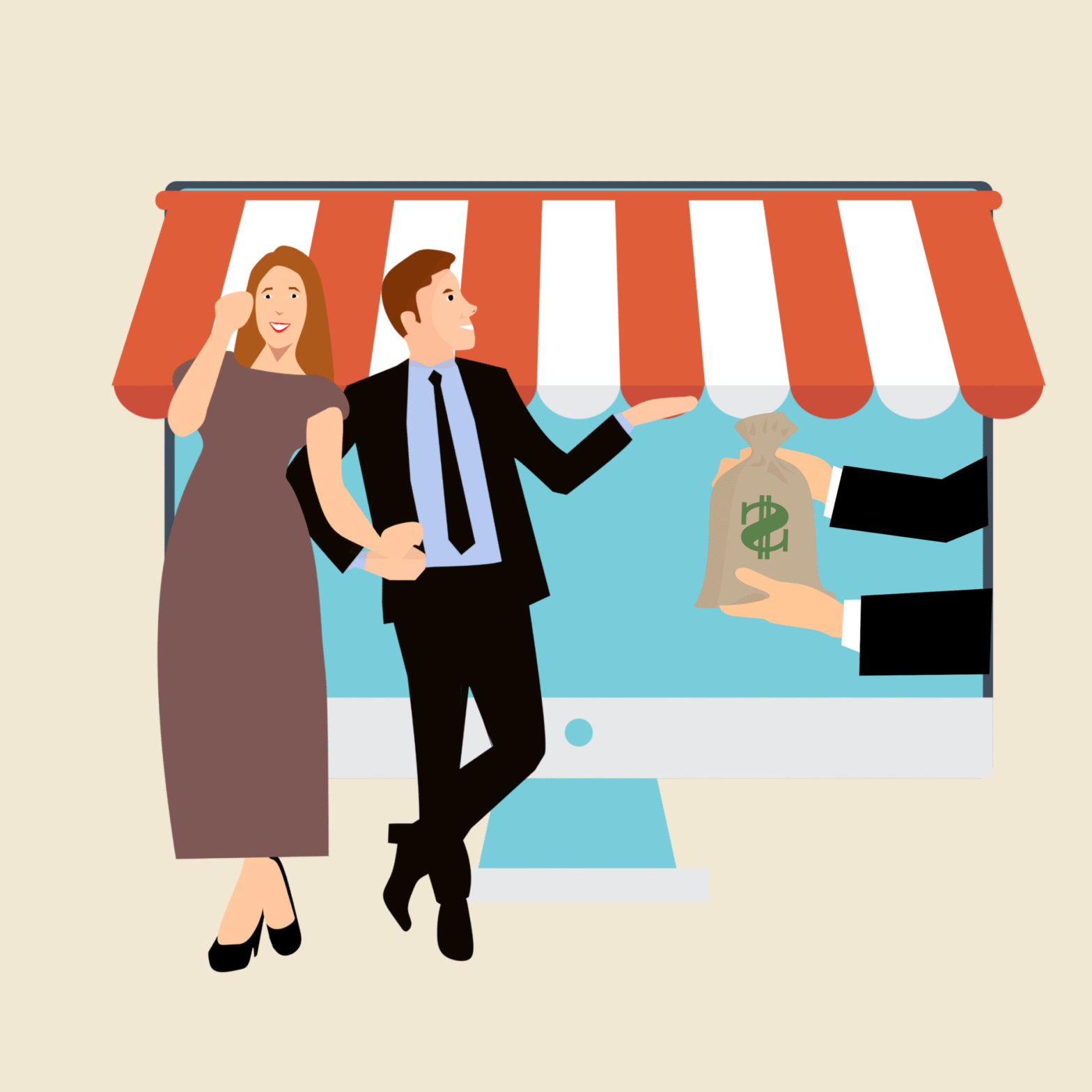 argent devant un commerce