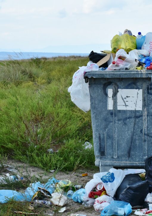 Poubelle dans la nature à l'extérieur